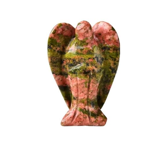New! Natural Carved Stone Angel in Unakite - Picture 2 of 2